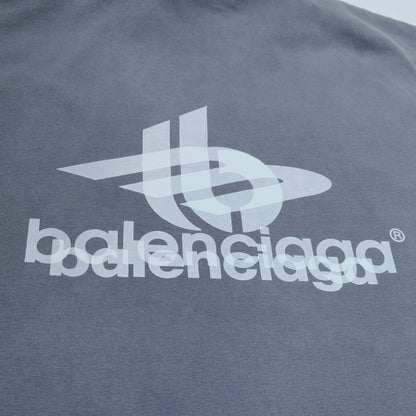 Balenciaga Logo Print Cotton T-shirt S Blue
