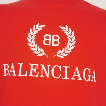 Balenciaga M Size Cotton Logo Crew Neck T-Shirt