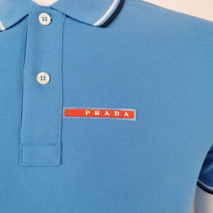 Prada S Size Cotton Logo Collar Polo Shirt