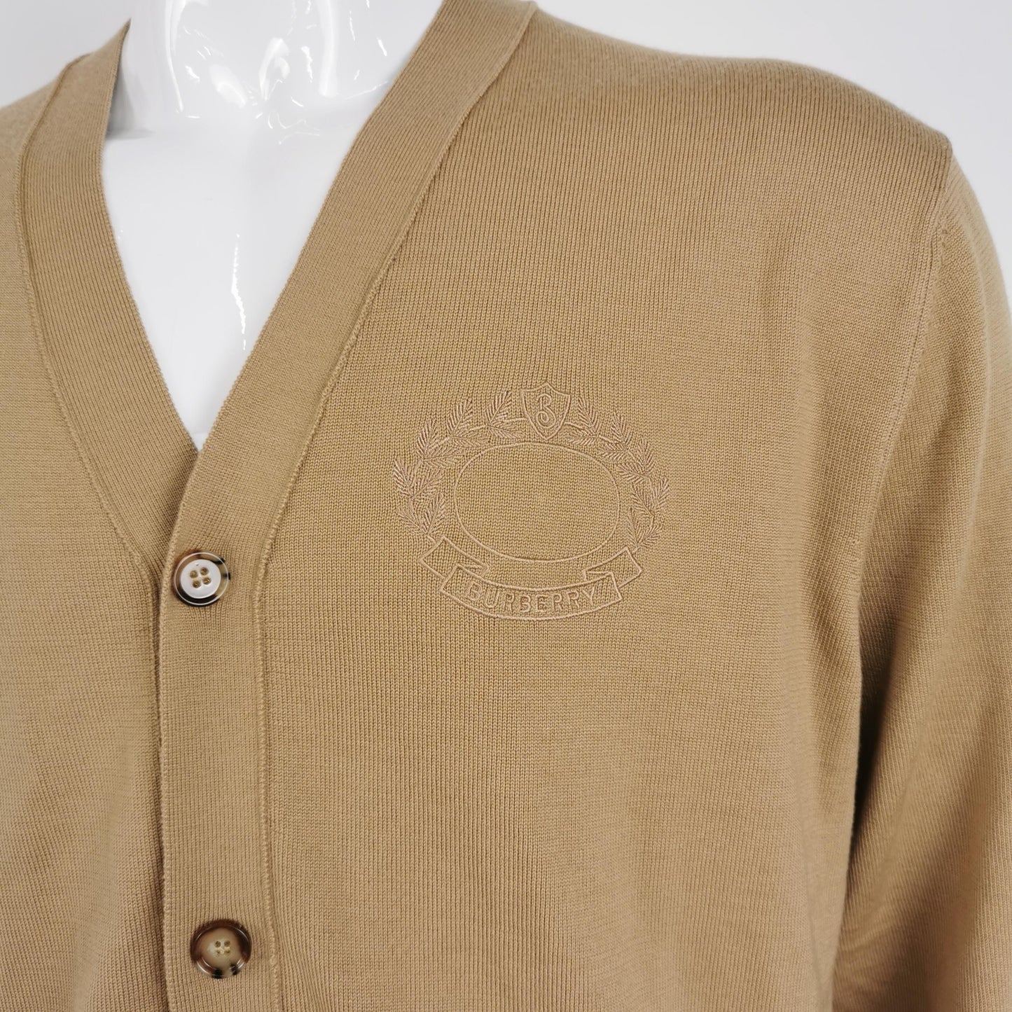 Burberry XL Cotton V-Neck Button Cardigan