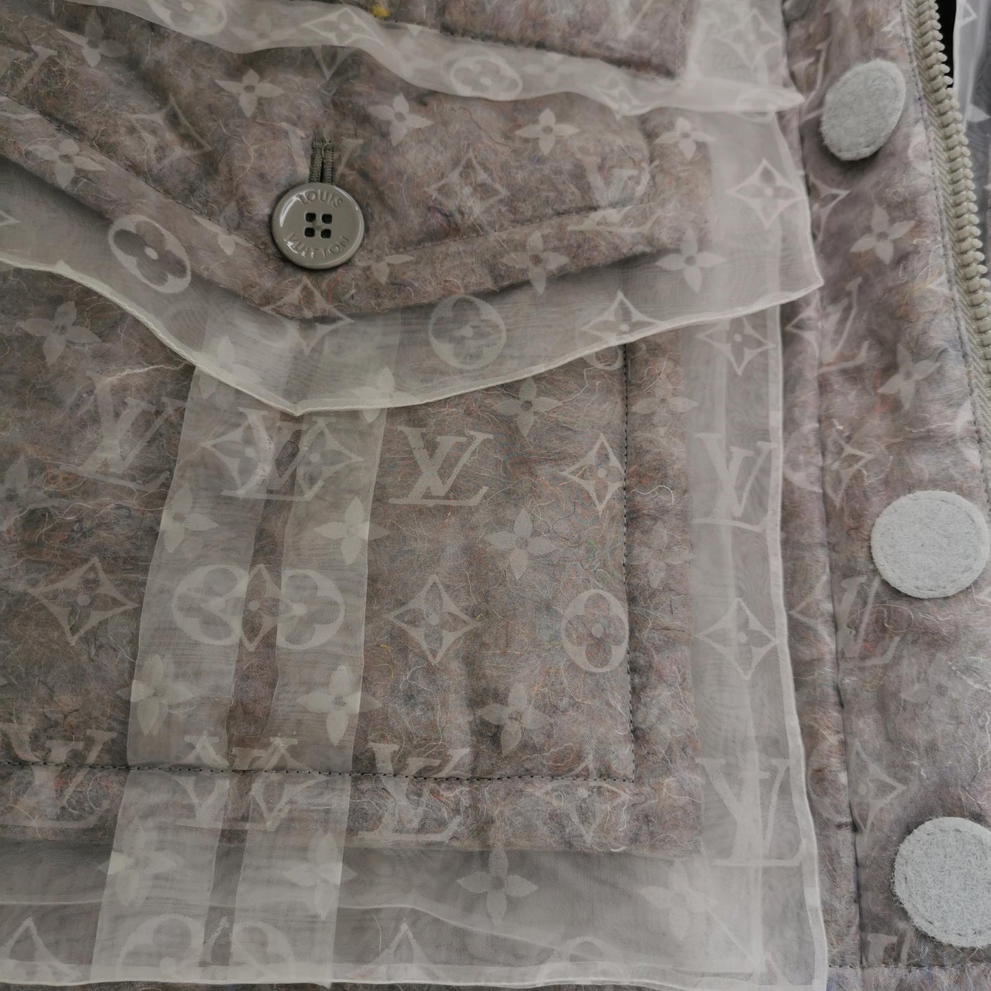 Louis Vuitton Monogram Organza Padded Coat L