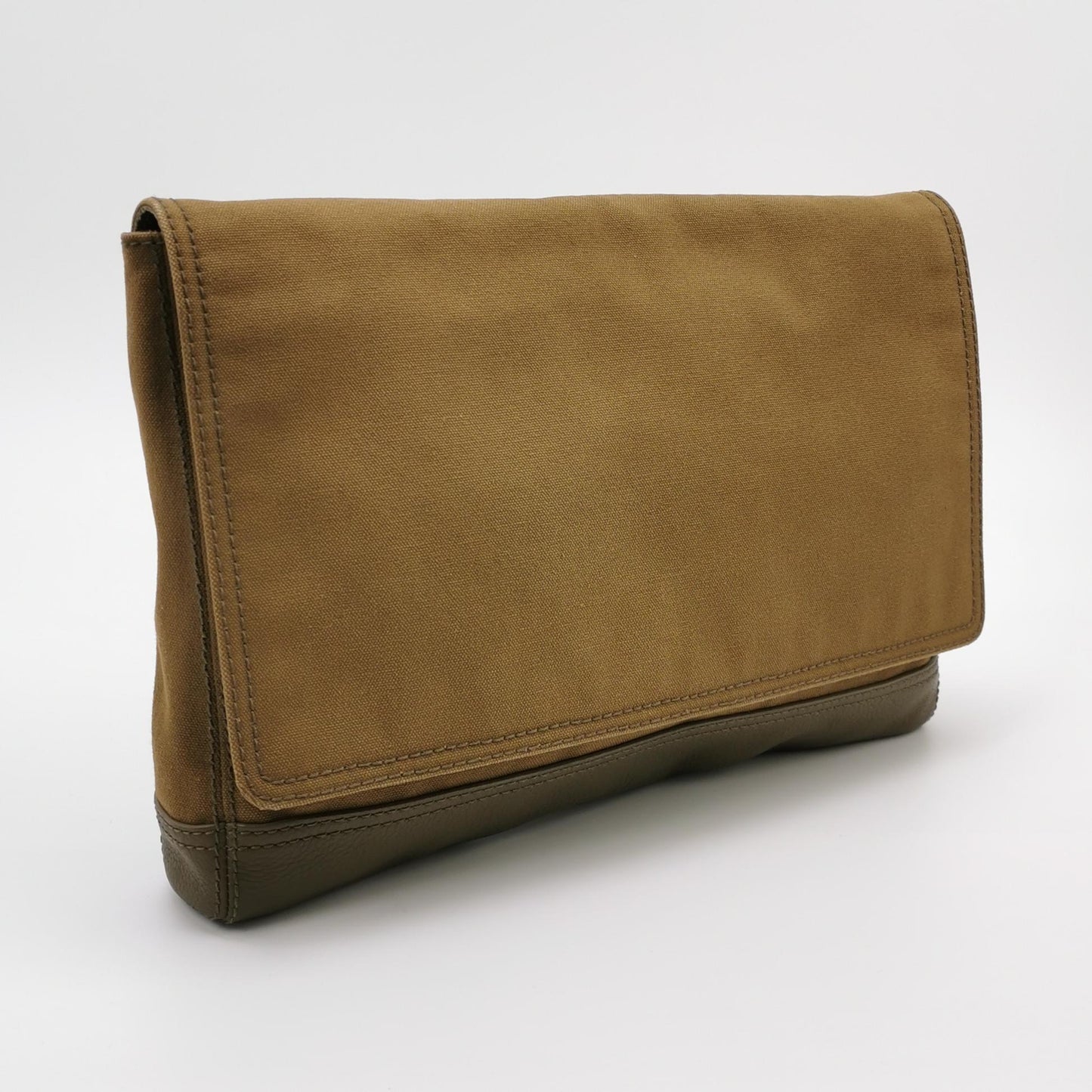 Balenciaga Leather-Canvas Colorblock Flap Clutch
