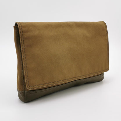 Balenciaga Leather-Canvas Colorblock Flap Clutch