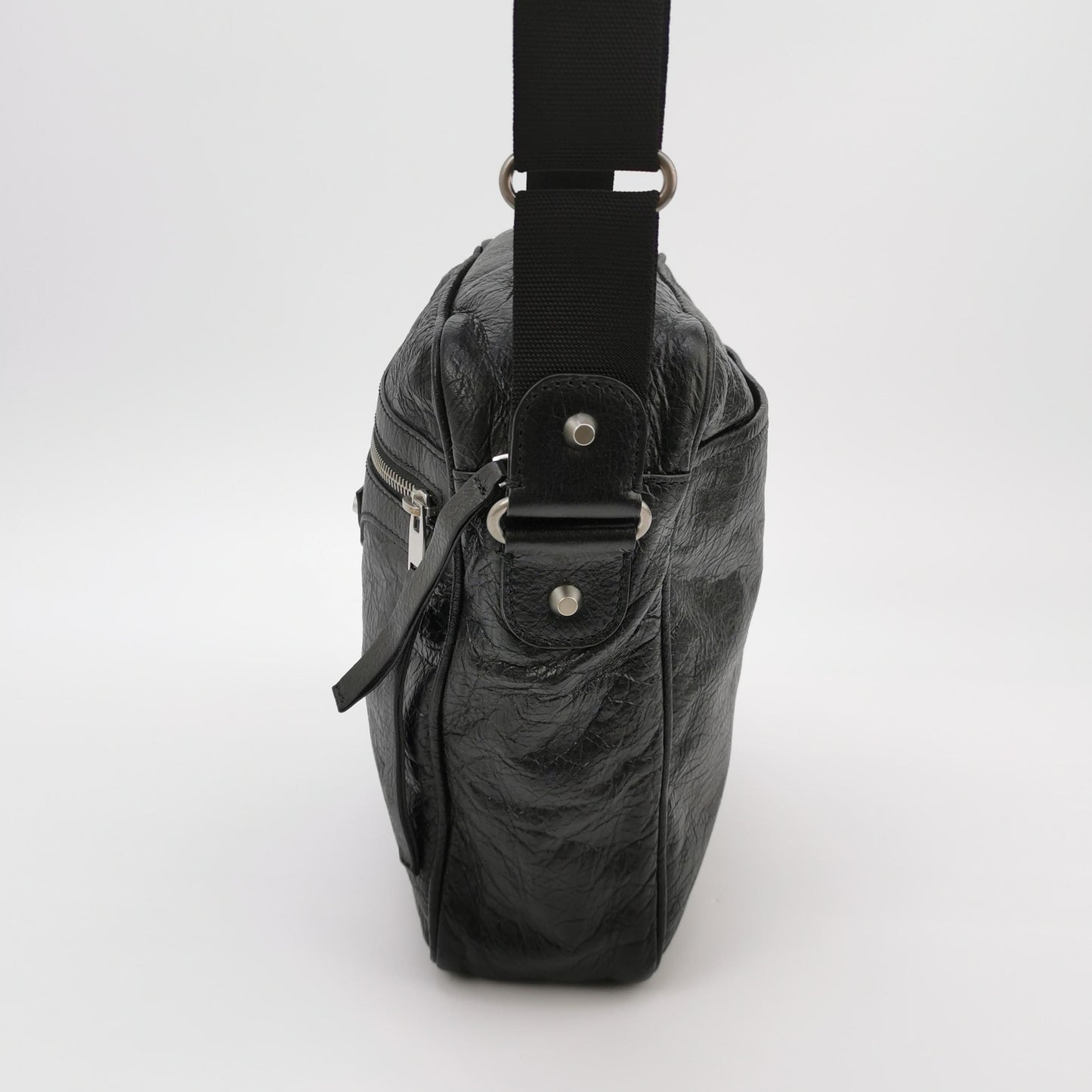 Balenciaga Waxed Leather Studded Crossbody Bag