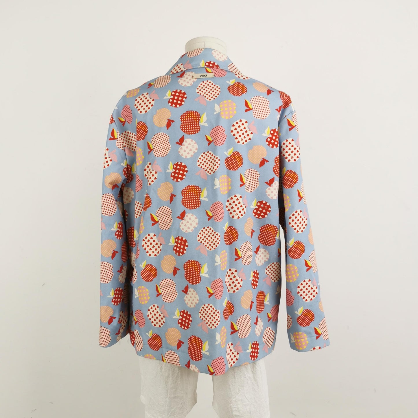 Gucci Blue Apple Print GG Logo Collared Jacket