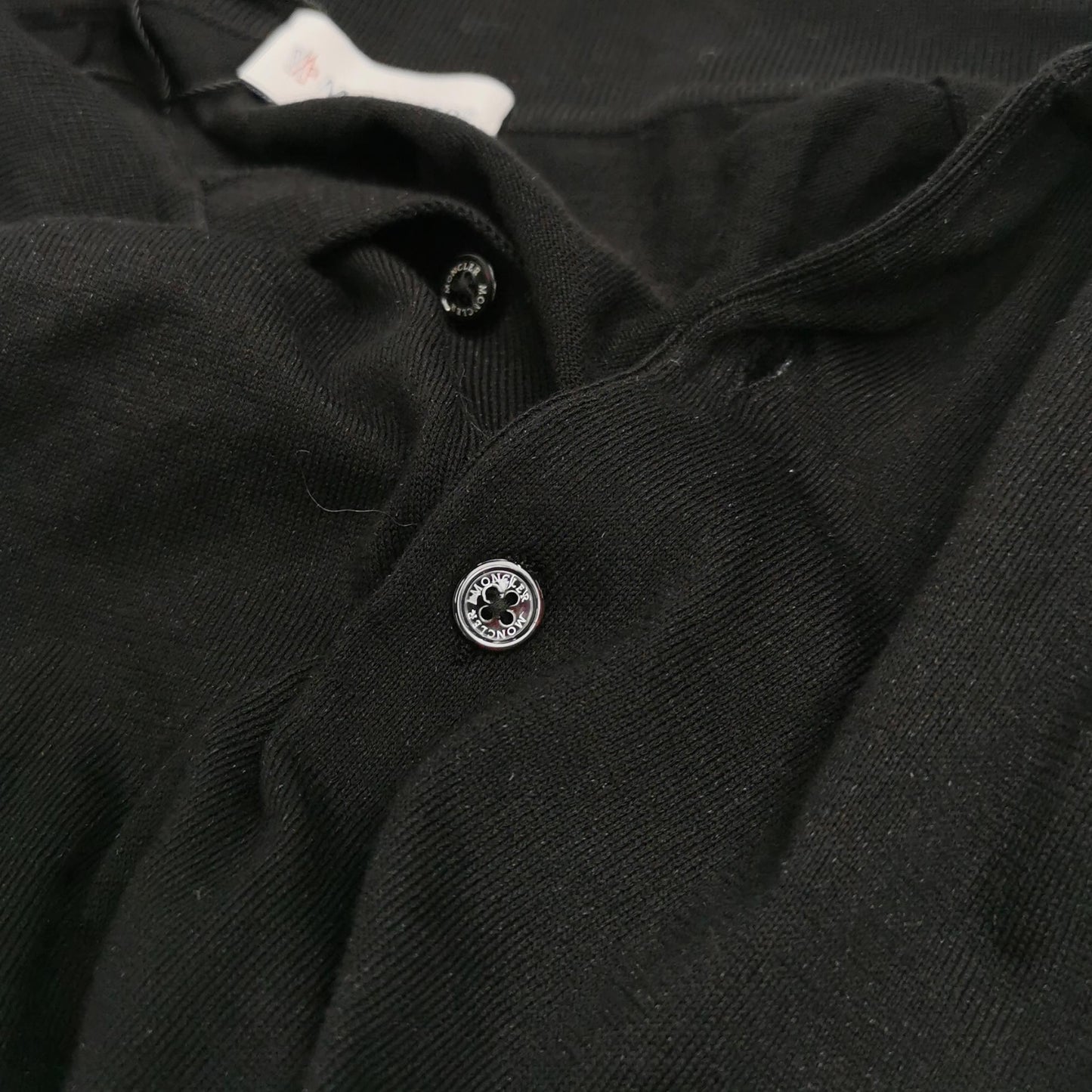 Moncler XL Cotton Solid Lapel Long-Sleeve Knit