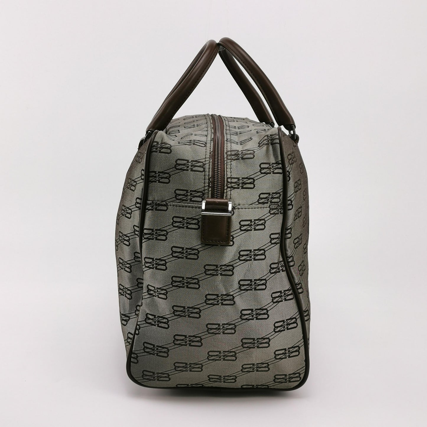 Balenciaga Double B Monogram Leather-Nylon Zip Tote