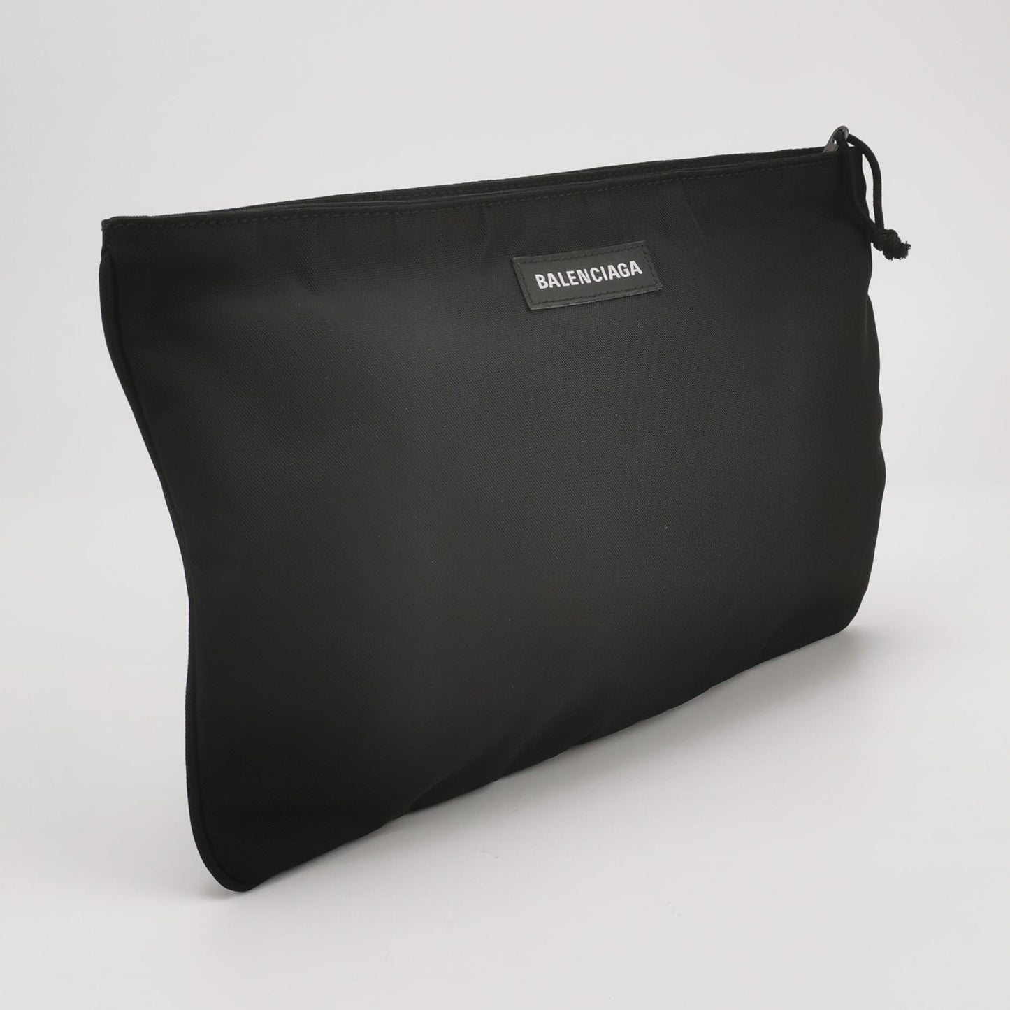 Balenciaga Nylon Solid Logo Zip Clutch