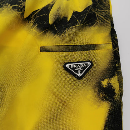 Prada M Size Wolf Print Yellow Shorts