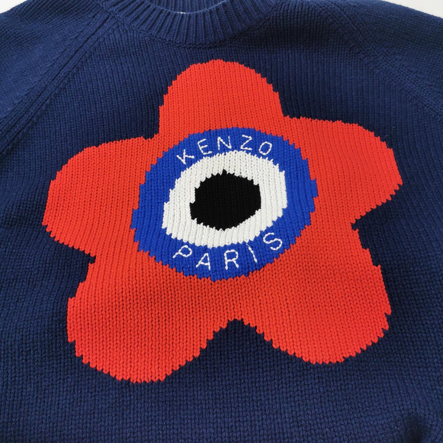 Kenzo L Wool-Cotton Blend Floral Crewneck Sweater