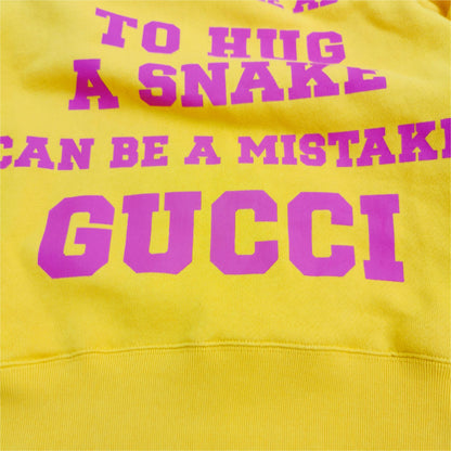 Gucci Yellow Logo Print Hoodie XS