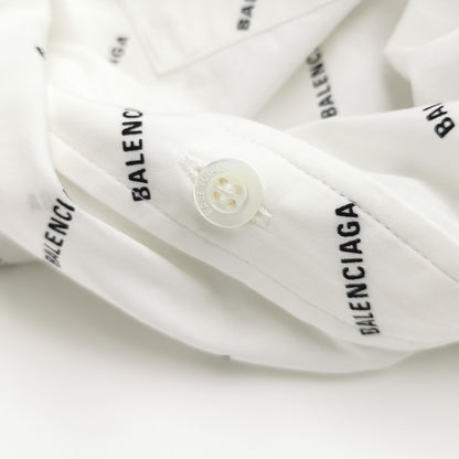 Balenciaga XS Cotton Logo Print Button-Down Shirt