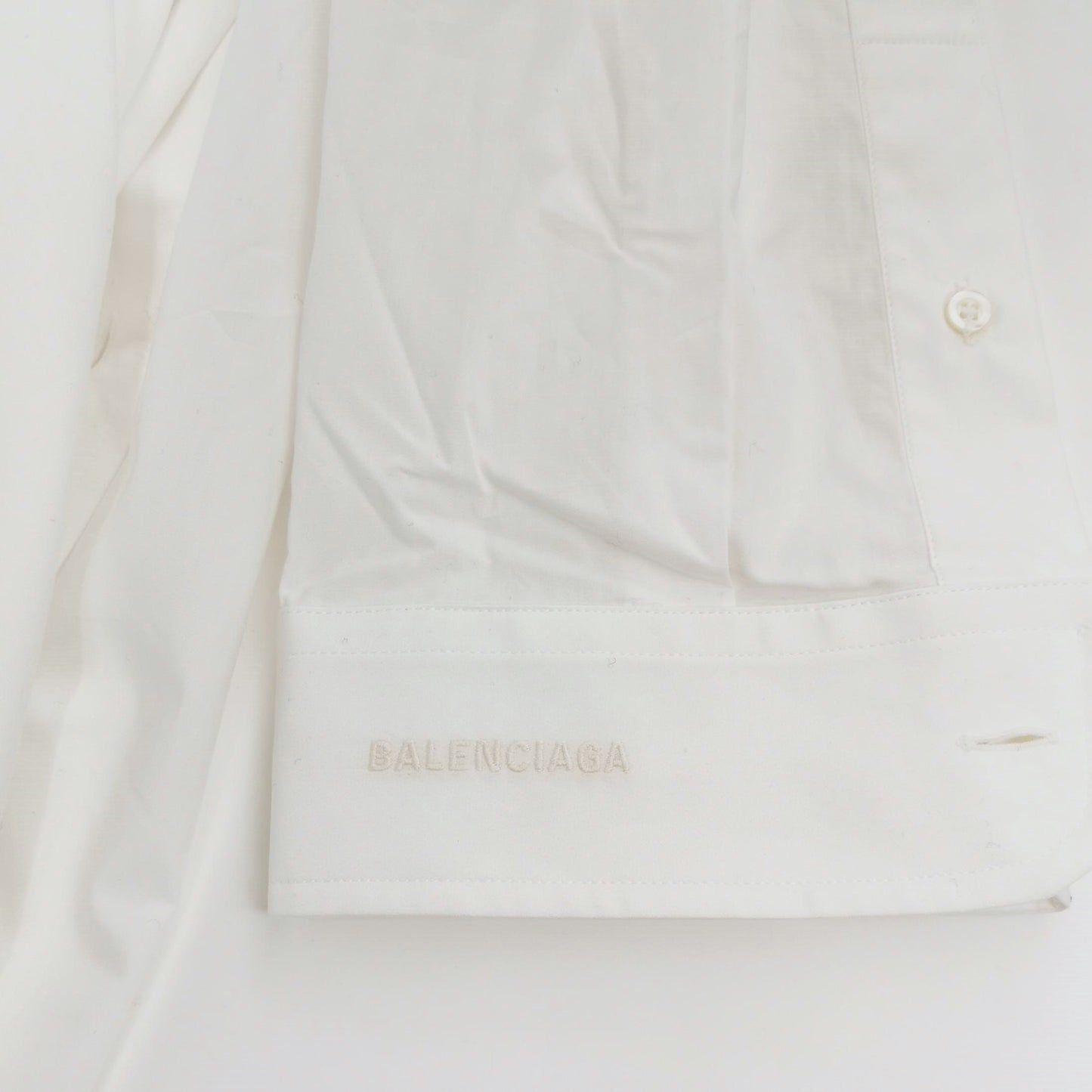 Balenciaga White Cotton Spread Collar Shirt XXXS