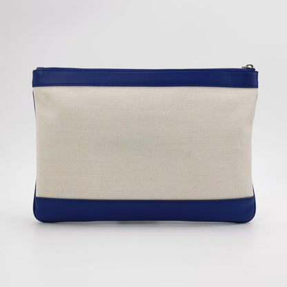Balenciaga Colorblock Logo Canvas Leather Clutch