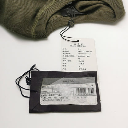Prada Wool Blend Logo Crew Neck Sweater