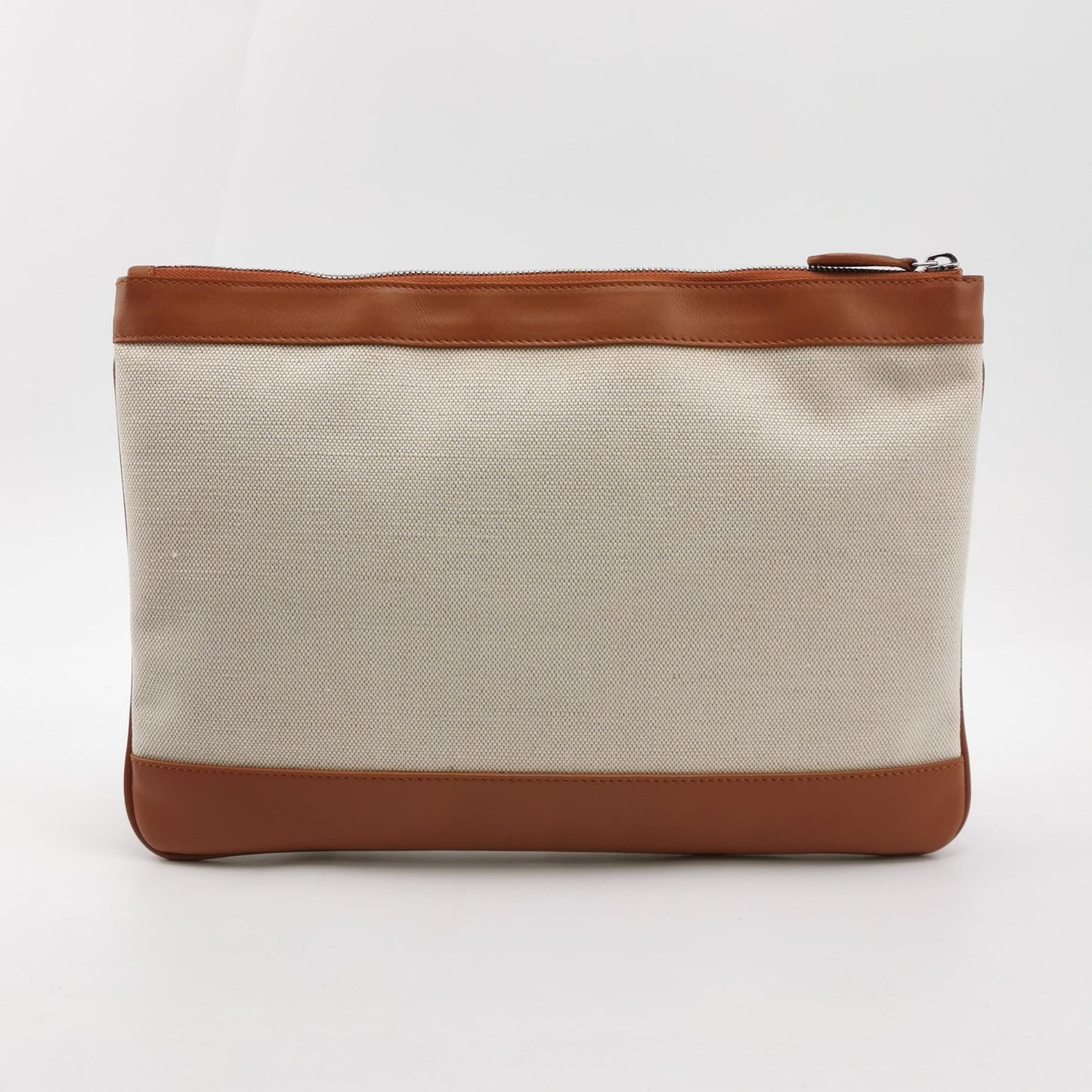 Balenciaga Canvas Leather Logo Zip Clutch