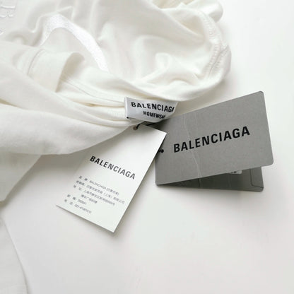 Balenciaga White Cotton Logo T-Shirt S