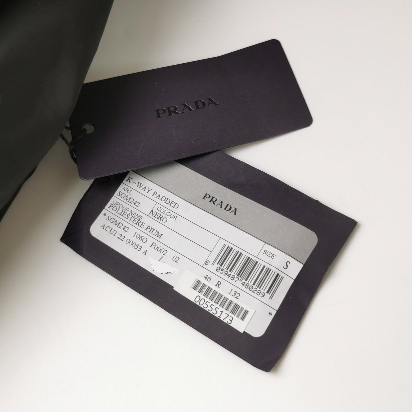 Prada S Size Solid Hooded Triangle Logo Padded Jacket