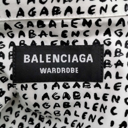 Balenciaga Letter Print Short-Sleeve Cotton Shirt