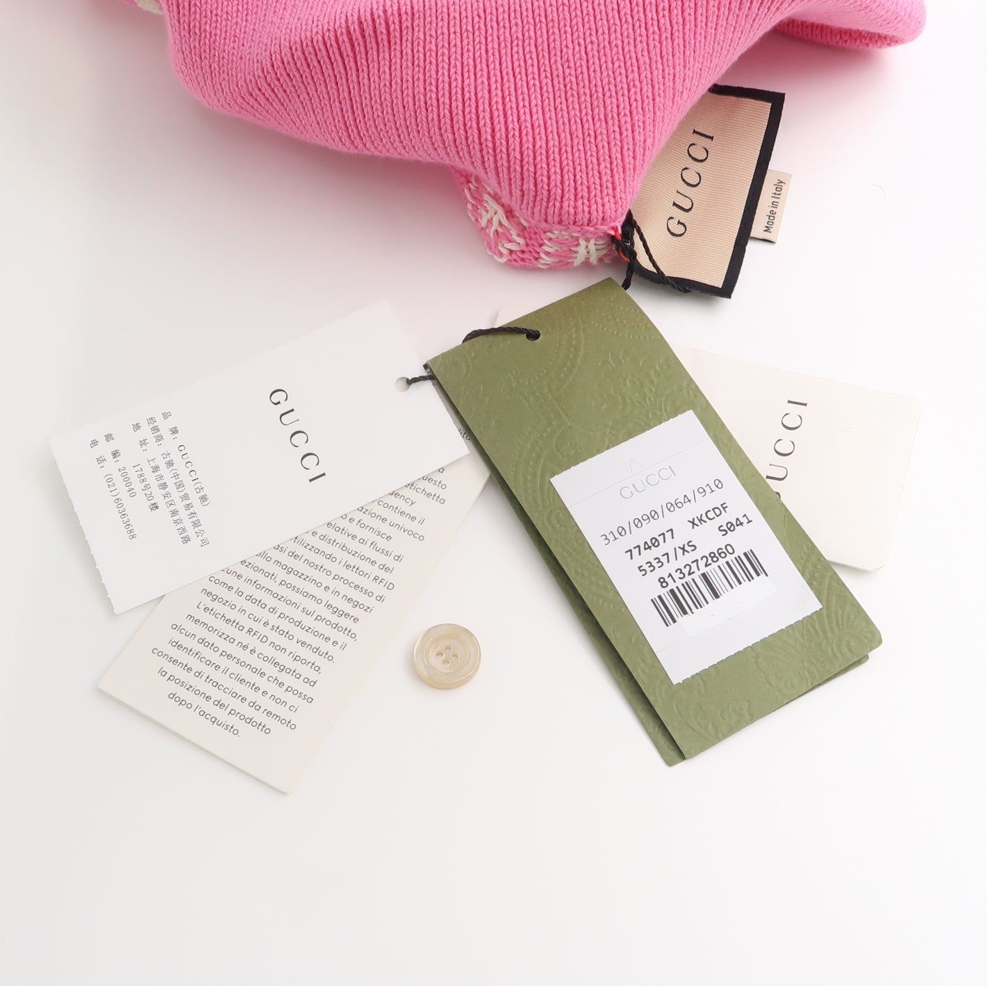 Gucci Pink GG Pattern Short Sleeve Sweater XS