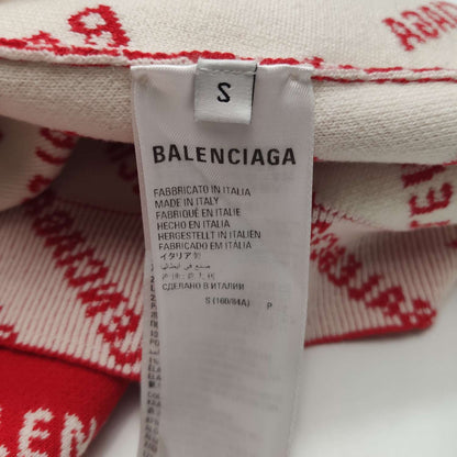 Balenciaga Red Logo Print Cotton Crewneck Sweater S