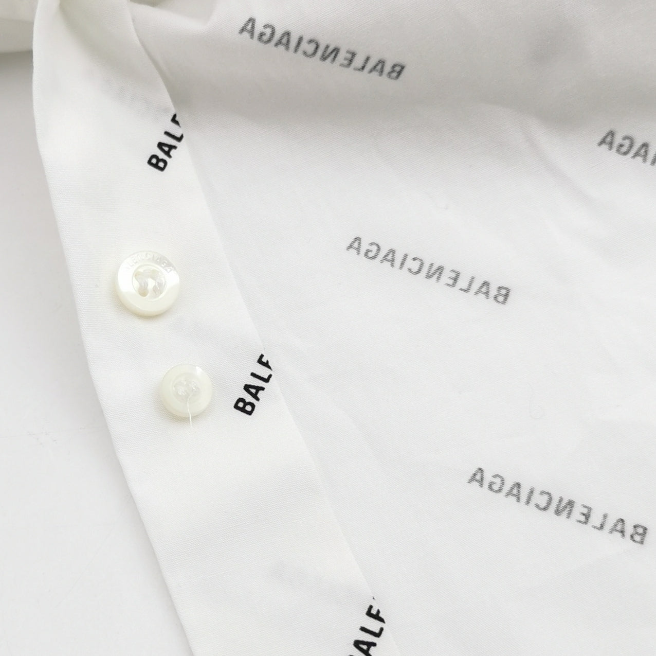 Balenciaga XS Cotton Logo Print Button-Down Shirt