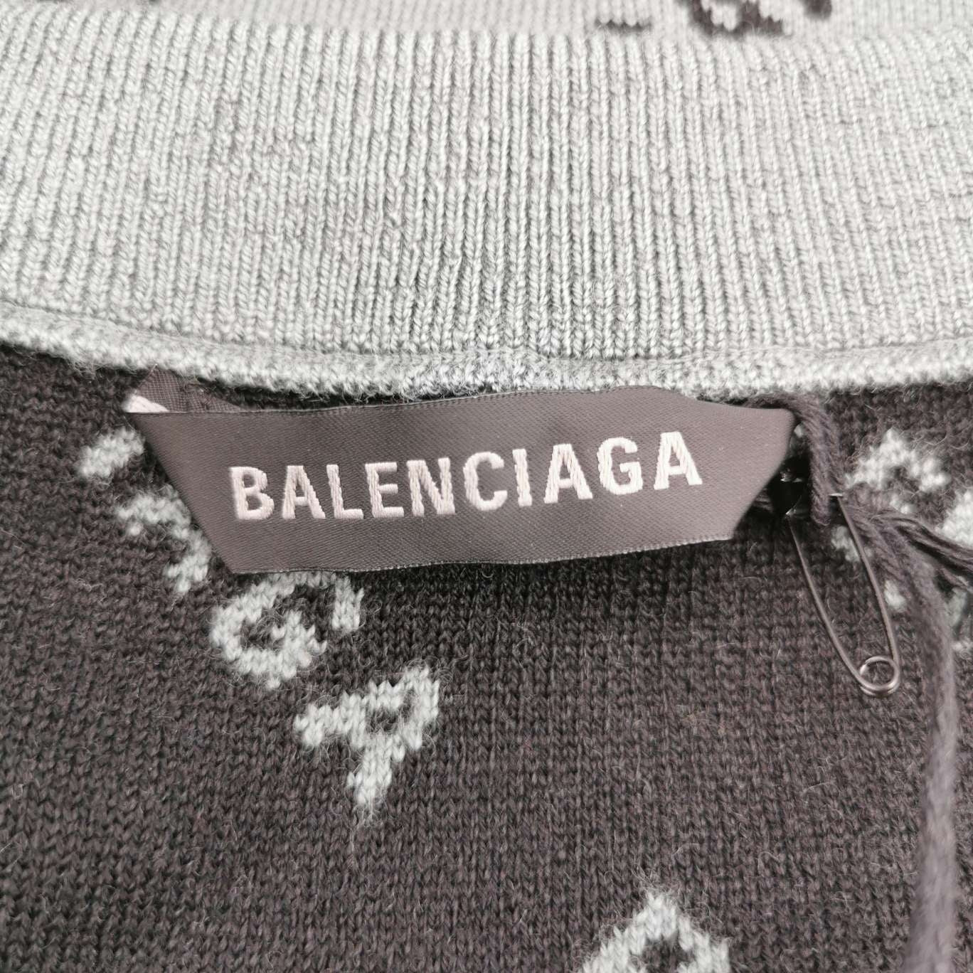 Balenciaga Wool Blend All-Over Letter Print Sweater XL