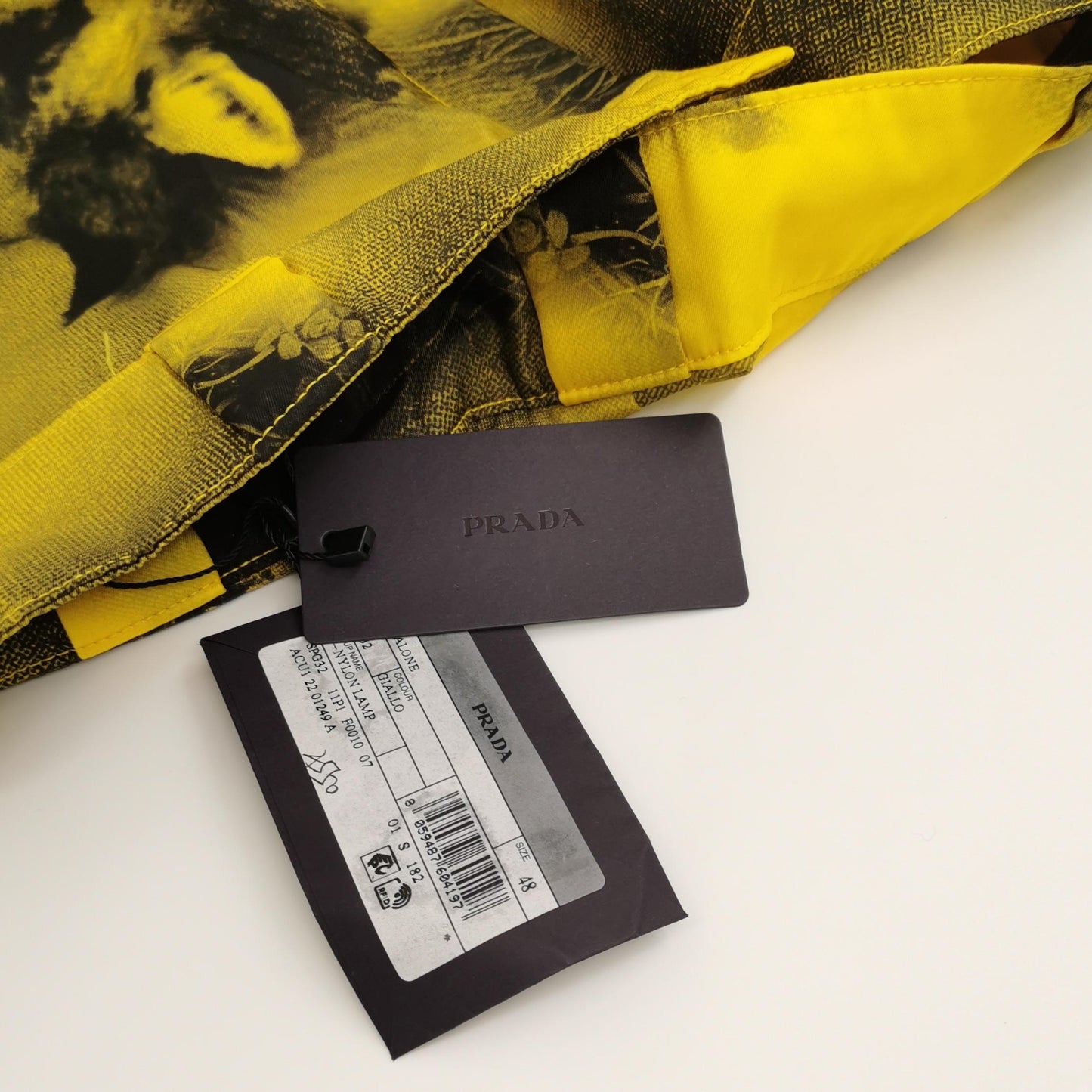 Prada M Size Wolf Print Yellow Shorts