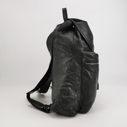 Balenciaga Black Leather Flap Backpack