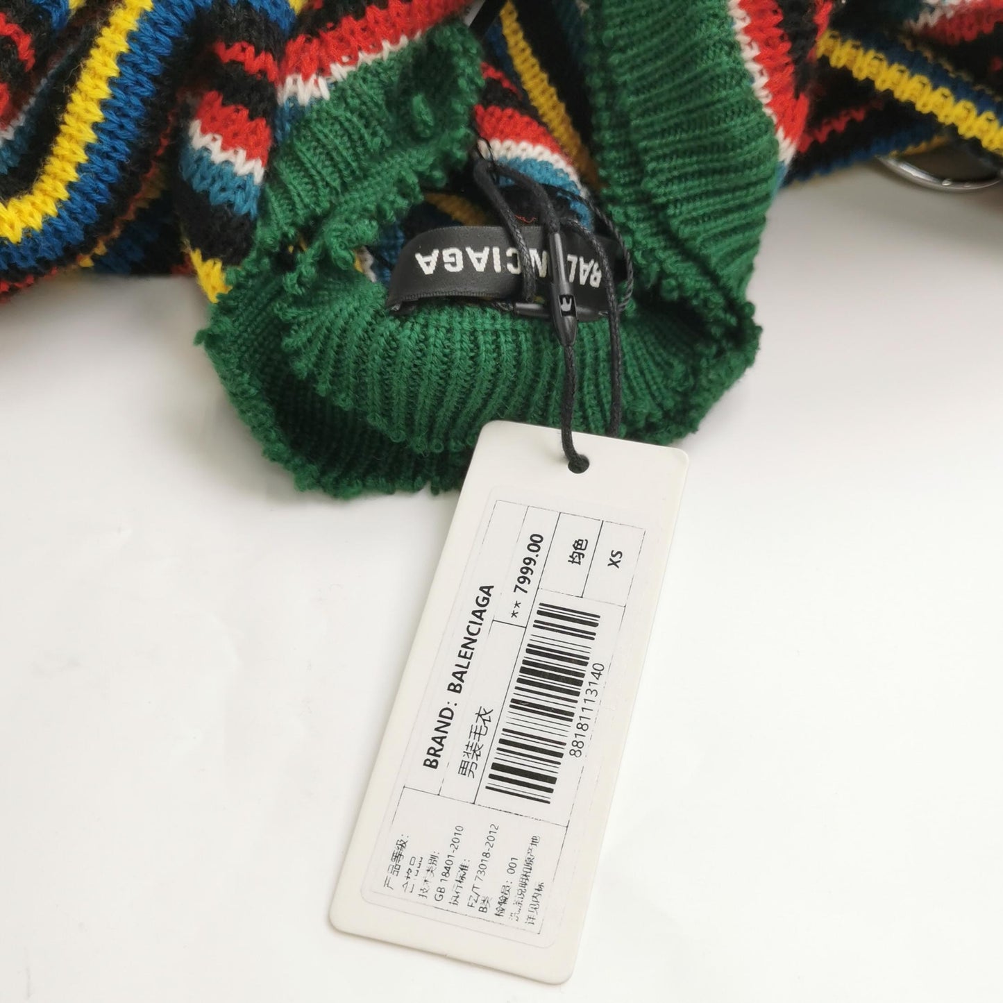 Balenciaga Striped Logo Crewneck Sweater XS