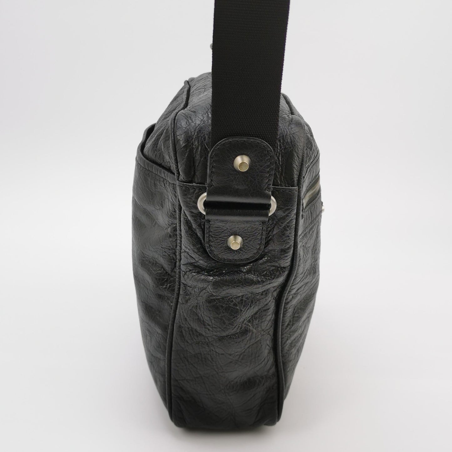 Balenciaga Waxed Leather Studded Crossbody Bag