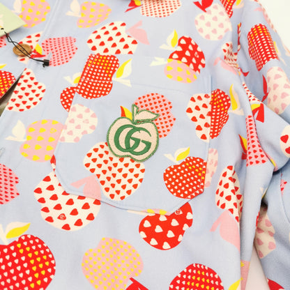 Gucci Blue Apple Print GG Logo Collared Jacket