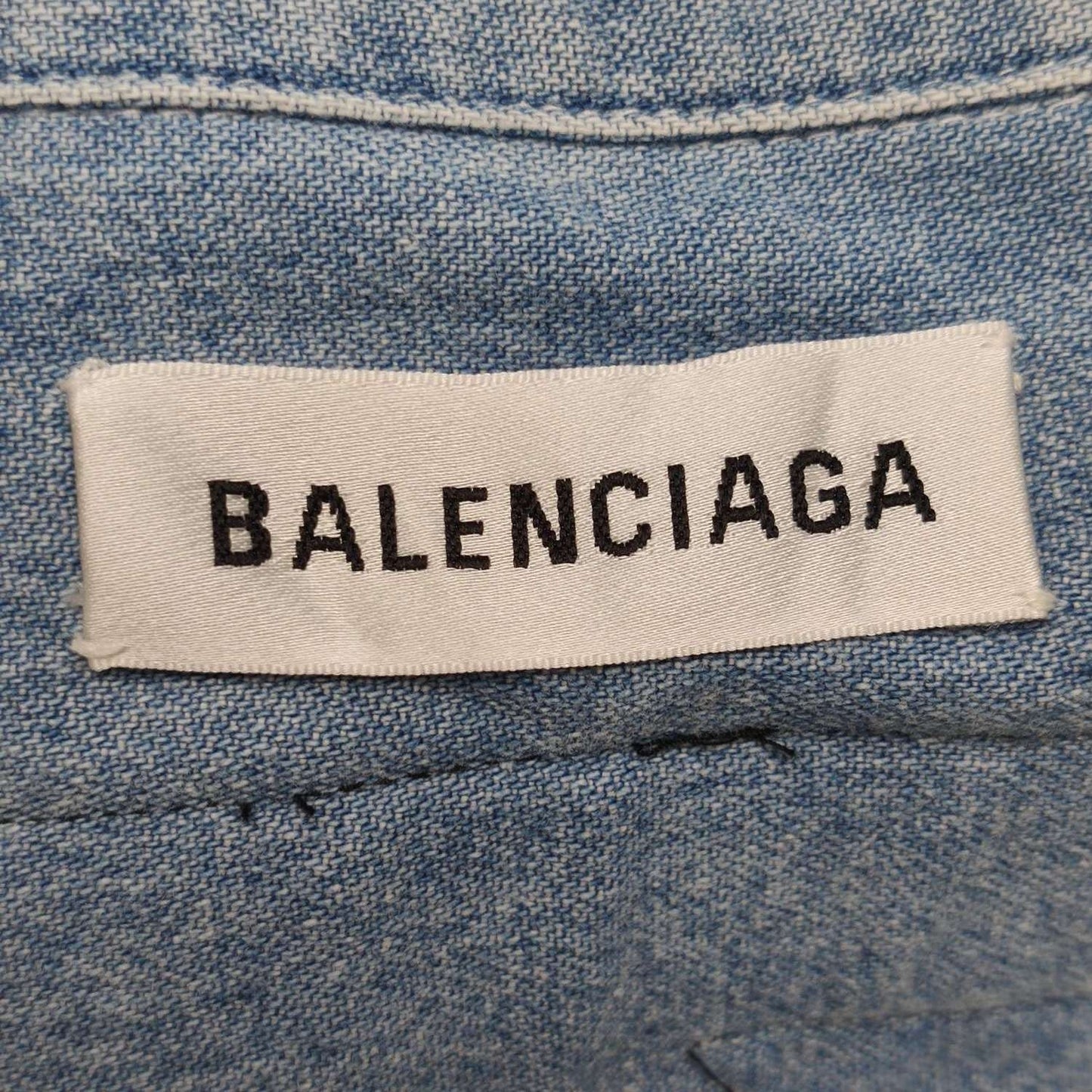 Balenciaga Denim Button-Down Long-Sleeve Shirt XS