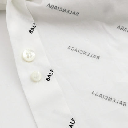 Balenciaga XS Cotton Logo Print Button-Down Shirt