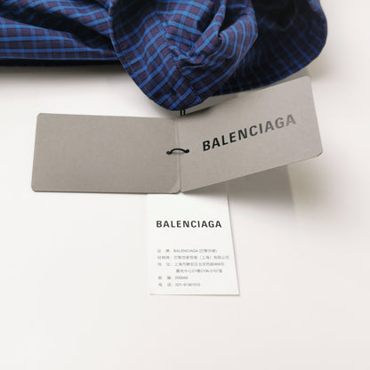 Balenciaga Cotton Check Logo Embroidered Collared Shirt