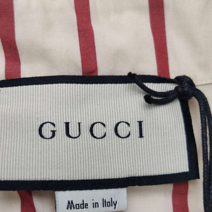 Gucci Beige Red Stripe GG Logo V-Neck Shirt