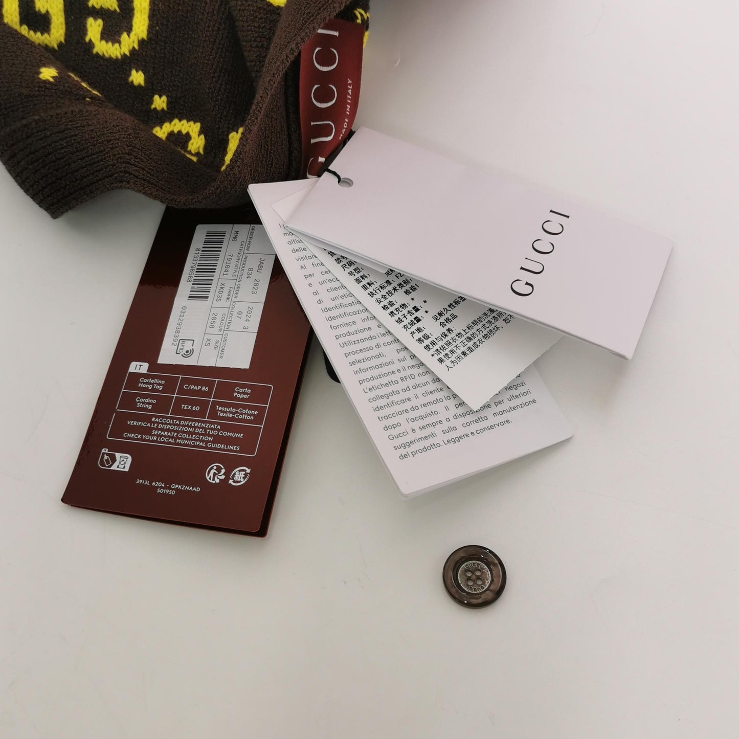 Gucci XS Brown GG Monogram V-Neck Cardigan