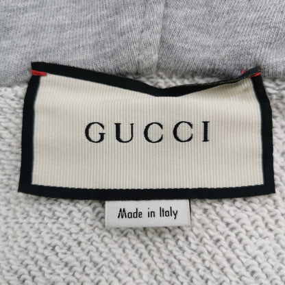 Gucci Gray Cotton Logo Hooded Jacket L