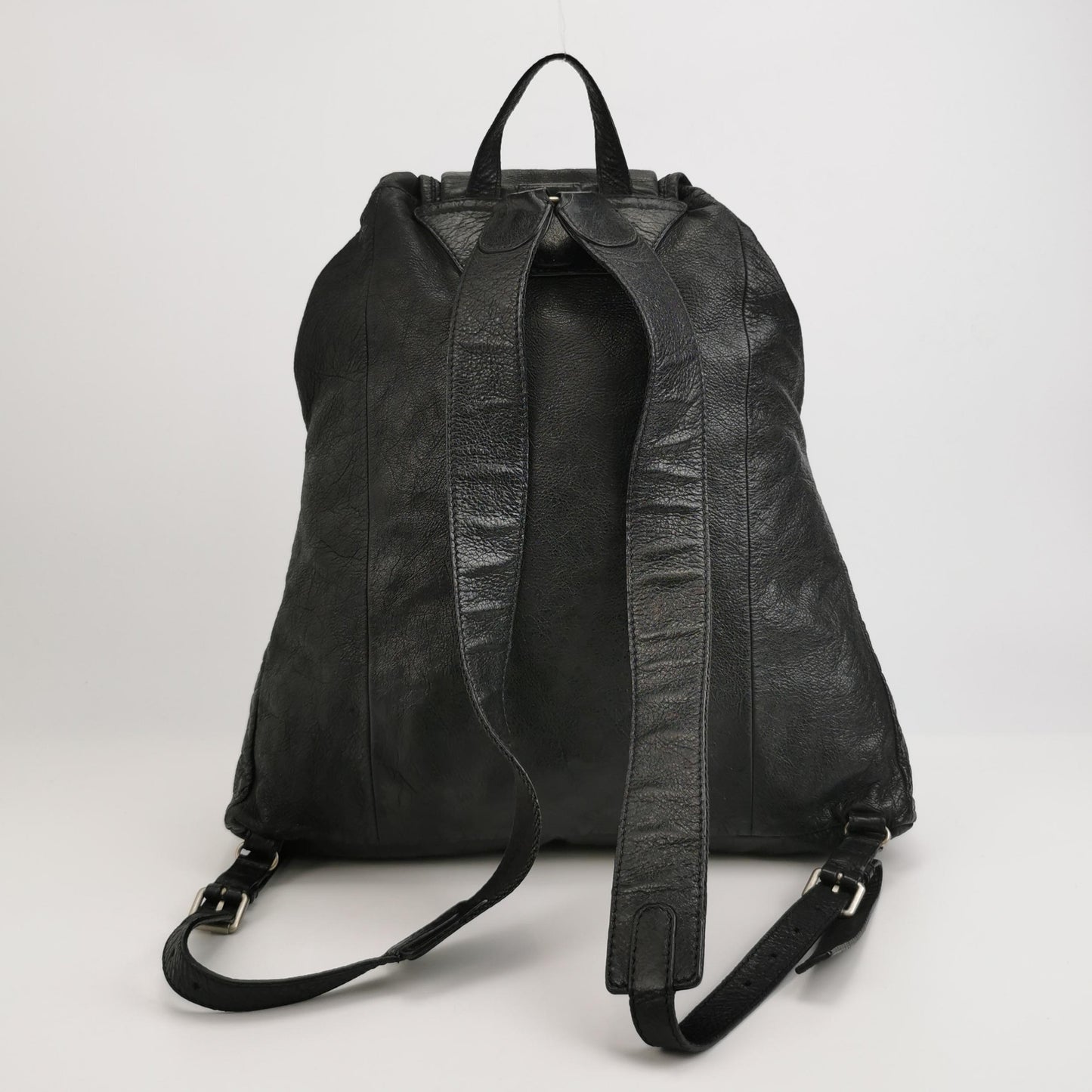 Balenciaga Black Leather Flap Backpack