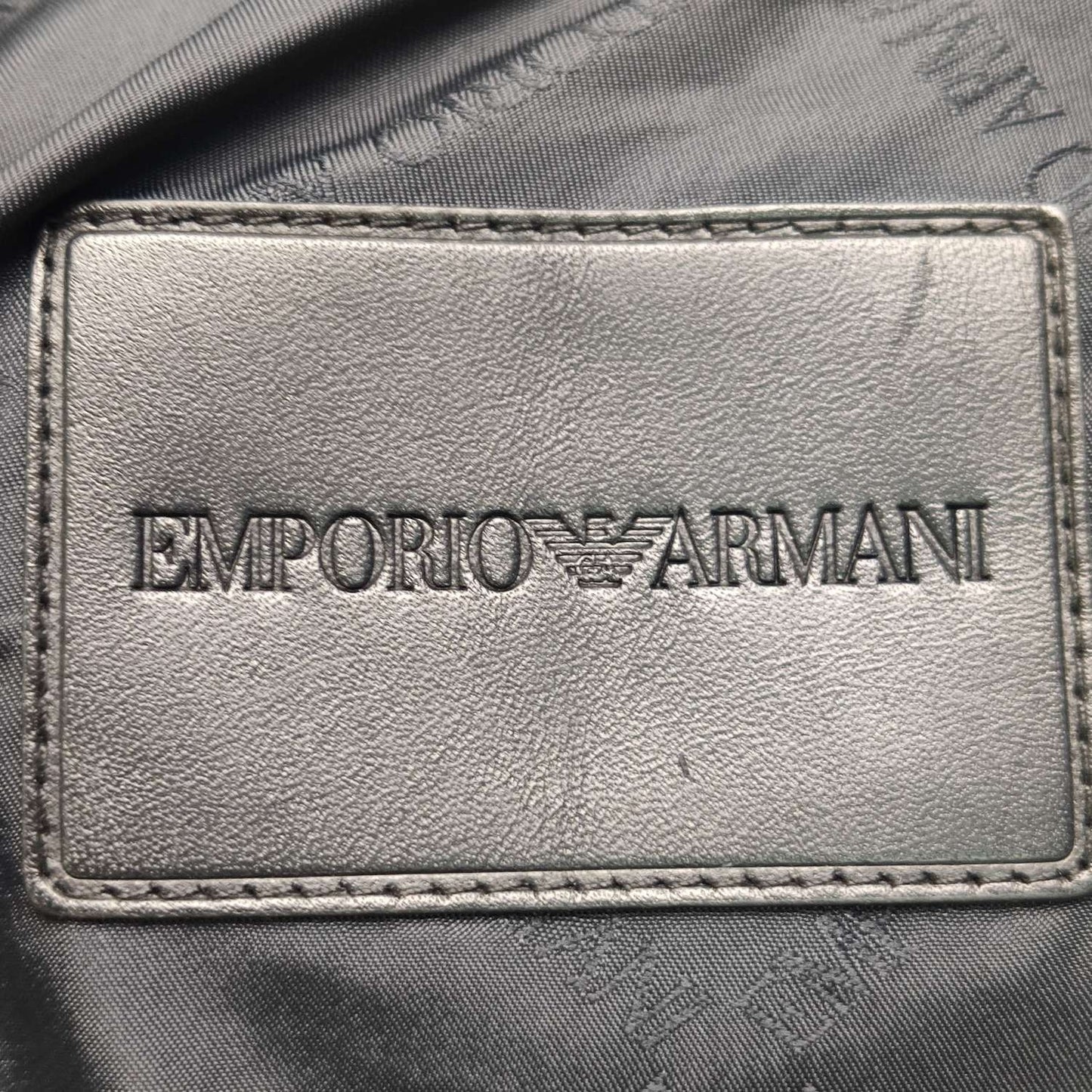 Emporio Armani Black Hooded Sheepskin Leather Jacket M