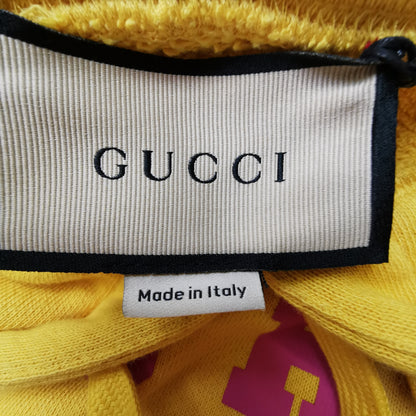 Gucci Yellow Logo Print Hoodie XS