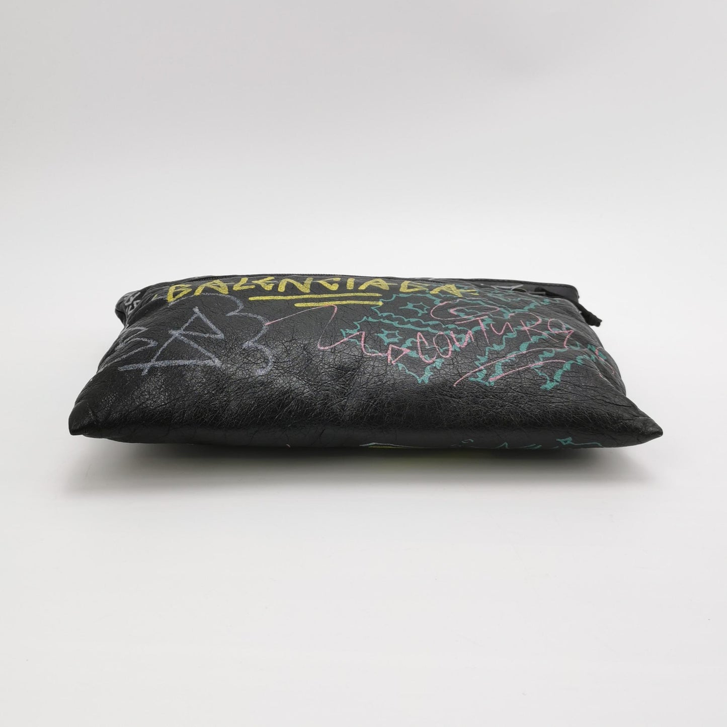 Balenciaga Graffiti Oil Wax Leather Clutch