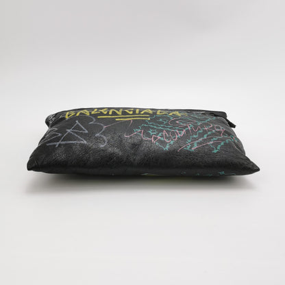 Balenciaga Graffiti Oil Wax Leather Clutch