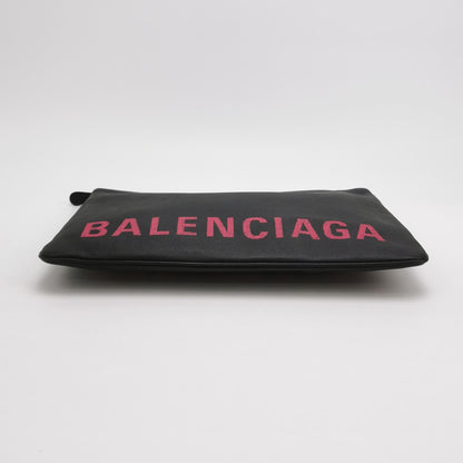 Balenciaga Leather Logo Zip Clutch