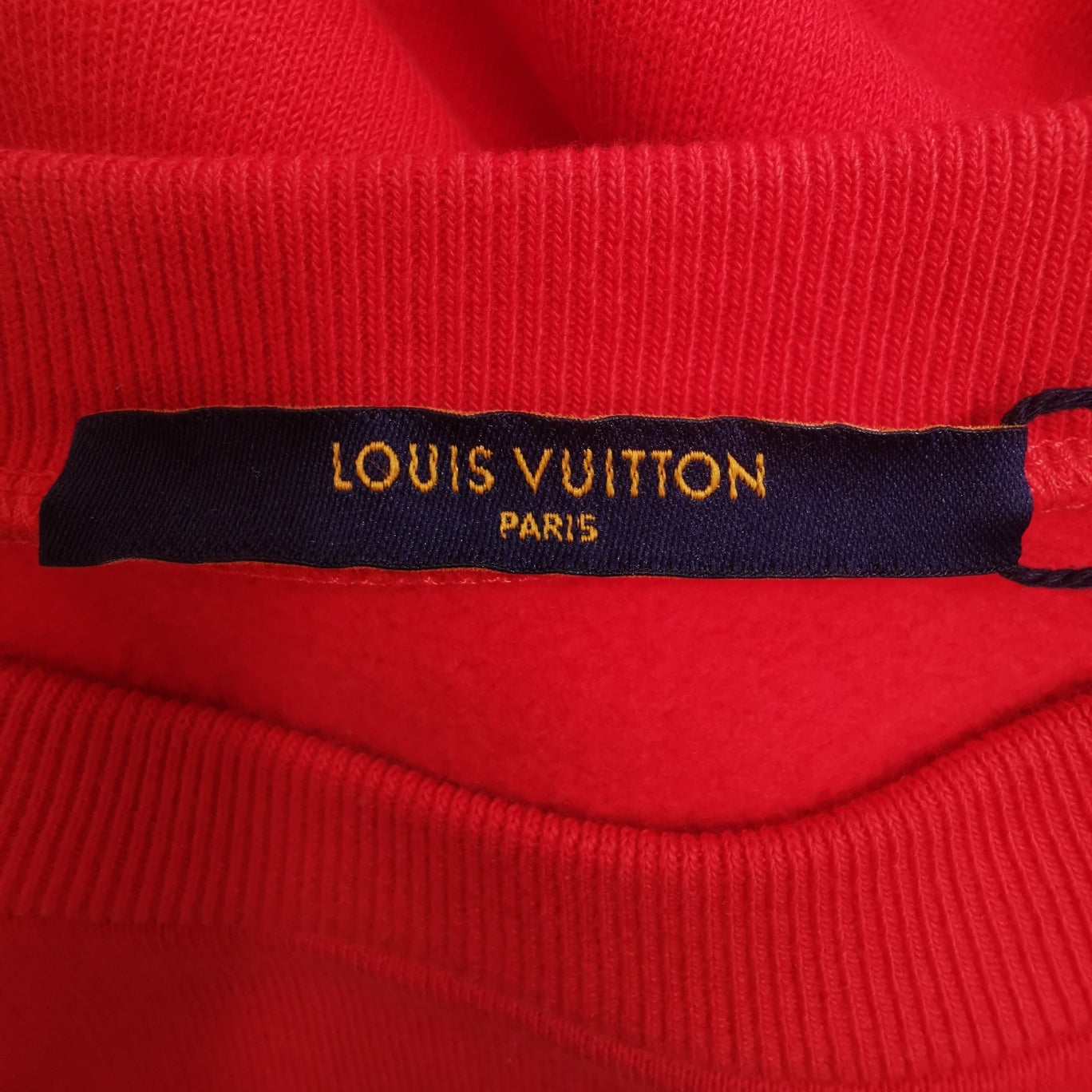 Louis Vuitton XS Red Logo Crewneck Cotton Sweatshirt