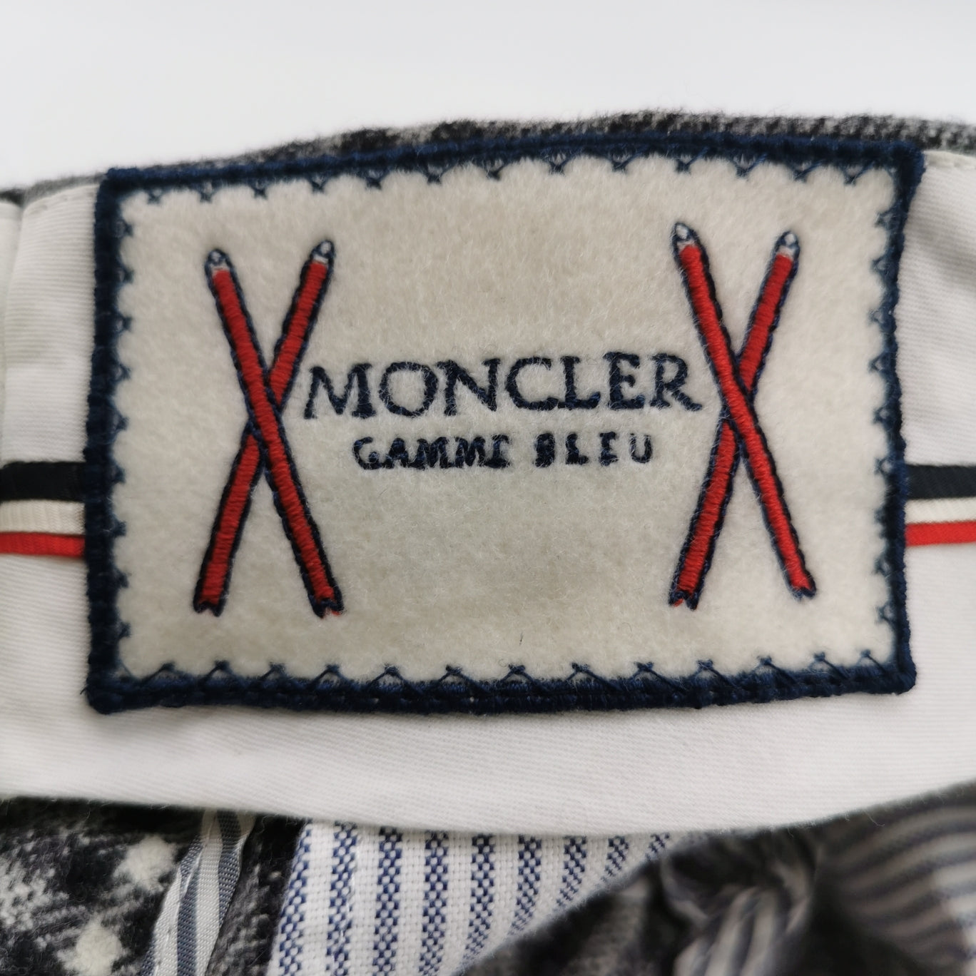 Moncler Wool Blend Plaid Logo Pants XXS/42