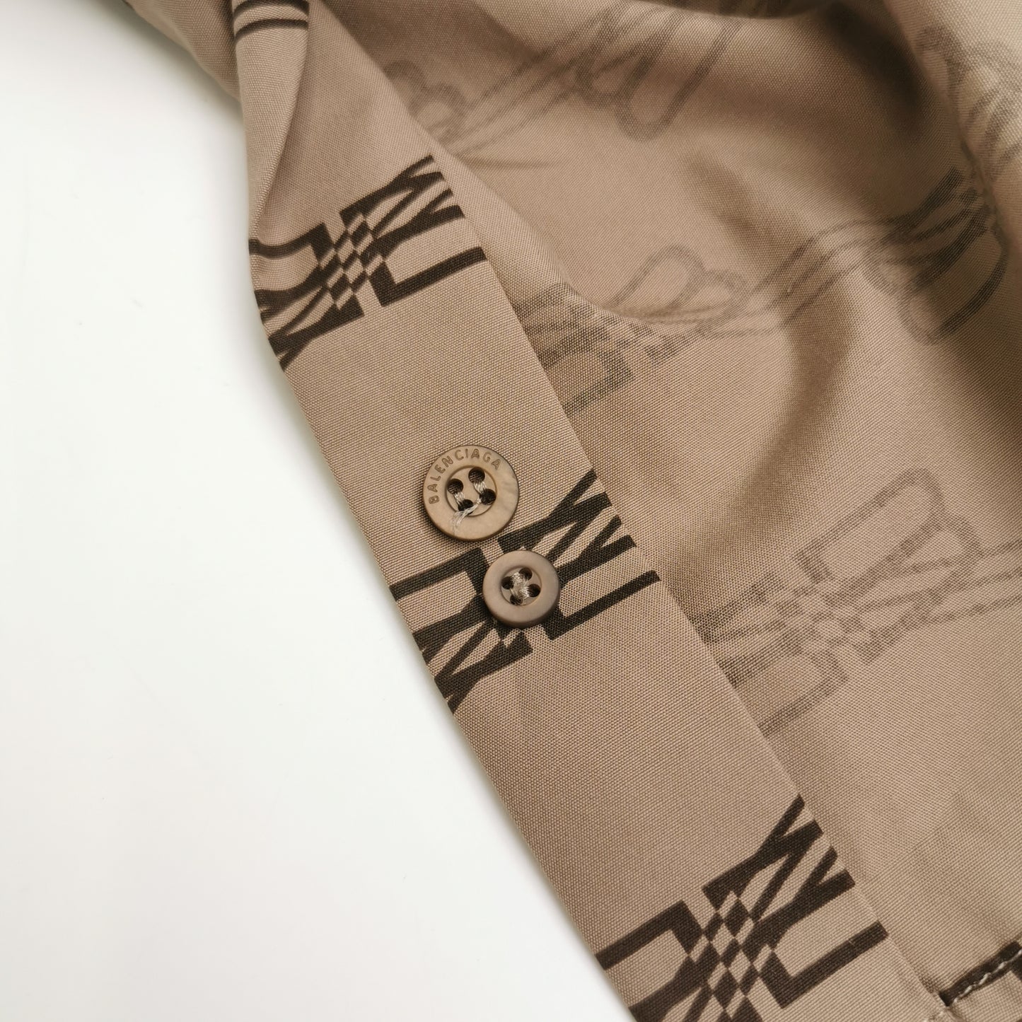 Balenciaga Monogram Short-Sleeve Button-Down Shirt