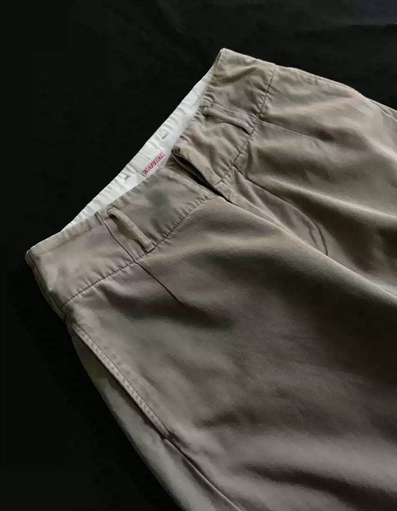 Kapital Hirata and Hiroshi made old twill cotton casual pants.