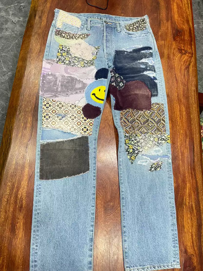 kapital New crazy patchwork patch smiling jeans