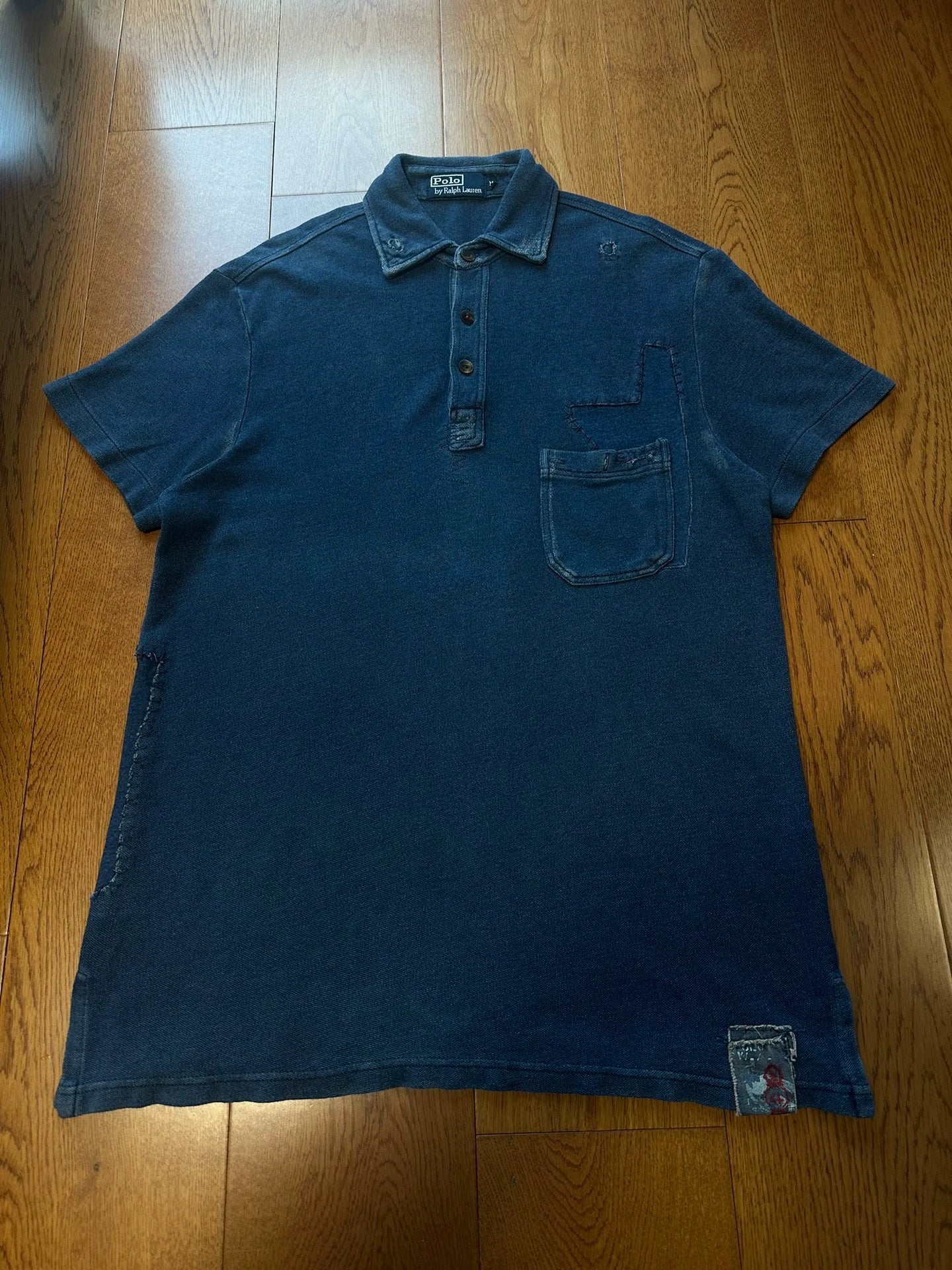 kapital Short sleeve with blue dye as old thorn patch